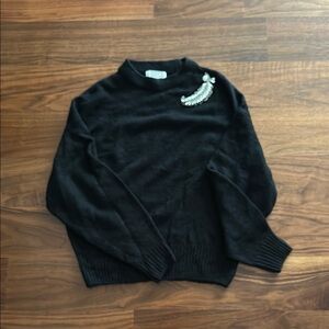 H&M Black Sweater with Rhinestone Detail